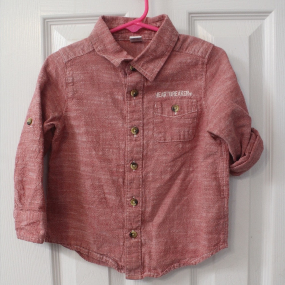 Cat & Jack 3T Boys Pink Button Down Long Sleeve Shirt